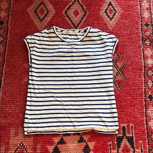 Alex Mill Blue and White Muscle Tee with Crew Neck